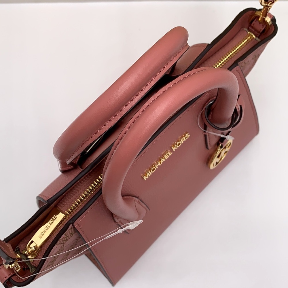 MICHAEL KORS AVRIL SMALL TOP ZIP SATCHEL CROSSBODY BAG ROSE COLOR - Picture 7 of 15